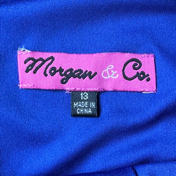 Morgan & Co. Royal Blue Long Special Occasion Dress Juniors 13 - Picture 10 of 12